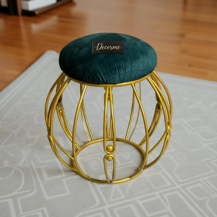 Modern Round Iron Accent Stool (Golden)