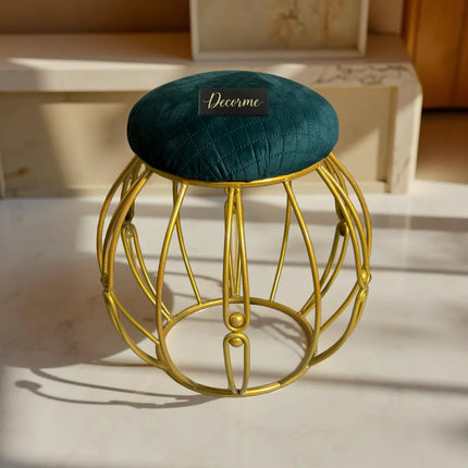 Modern Round Iron Accent Stool (Golden)