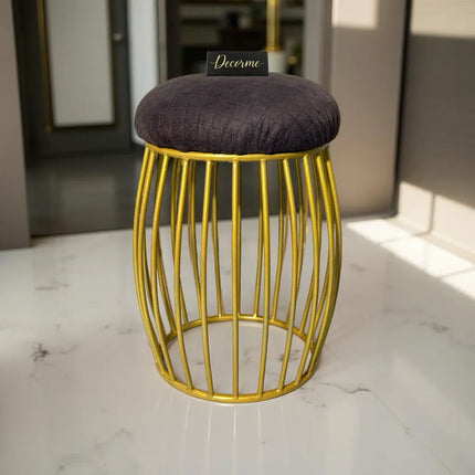 Contemporary Vertical Rod Iron Stool (Golden)