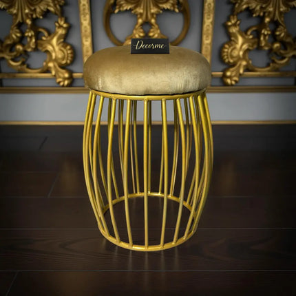 Contemporary Vertical Rod Iron Stool (Golden)
