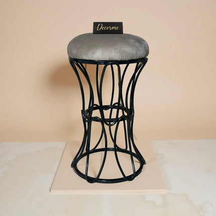 Modern Hourglass Iron Frame Stool