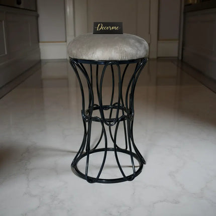 Modern Hourglass Iron Frame Stool