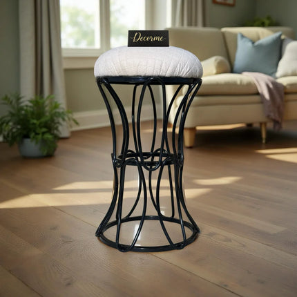 Modern Hourglass Iron Frame Stool