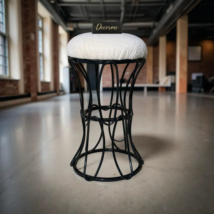Modern Hourglass Iron Frame Stool