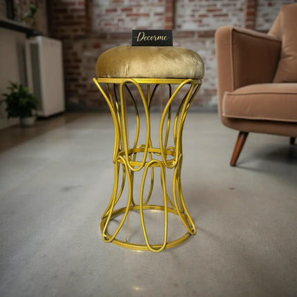 Golden Modern Hourglass Iron Frame Stool