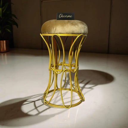 Golden Modern Hourglass Iron Frame Stool