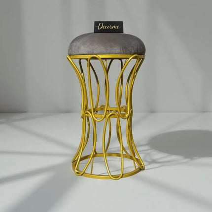 Golden Modern Hourglass Iron Frame Stool