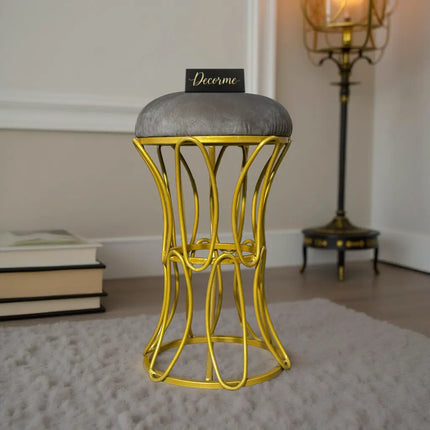 Golden Modern Hourglass Iron Frame Stool