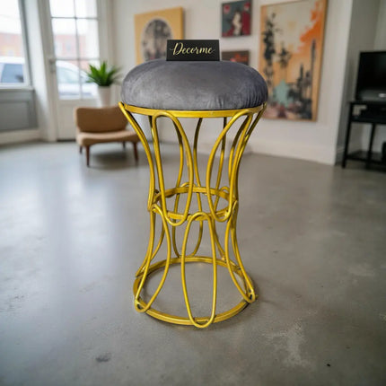 Golden Modern Hourglass Iron Frame Stool