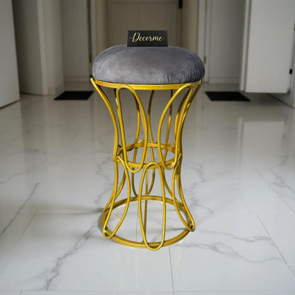 Golden Modern Hourglass Iron Frame Stool