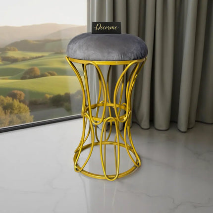 Golden Modern Hourglass Iron Frame Stool