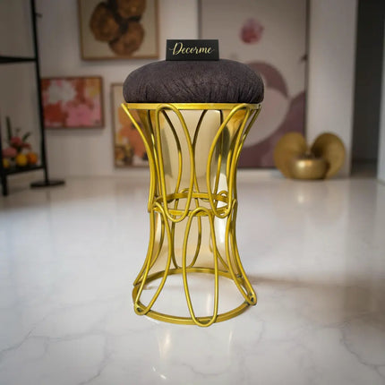 Golden Modern Hourglass Iron Frame Stool