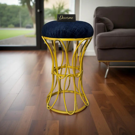 Golden Modern Hourglass Iron Frame Stool