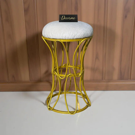 Golden Modern Hourglass Iron Frame Stool