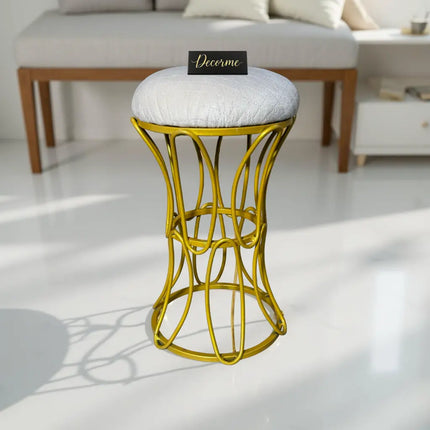 Golden Modern Hourglass Iron Frame Stool