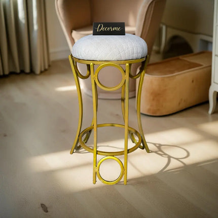 Golden Curved Ring Vanity Stool