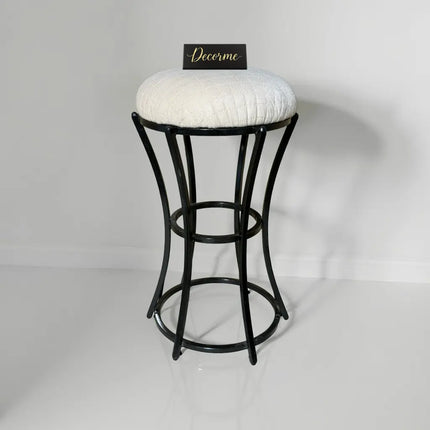 Classic Warm Ivory Curved Frame Vanity Stool