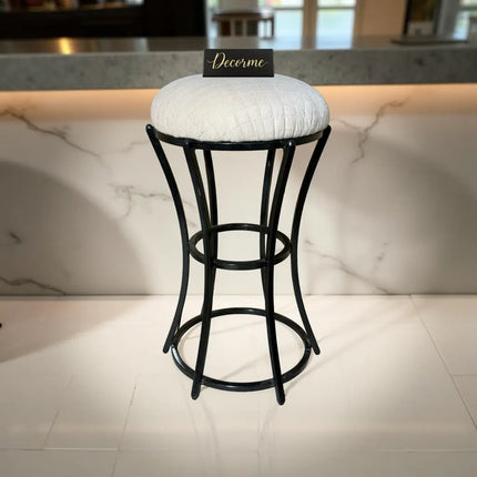 Classic Warm Ivory Curved Frame Vanity Stool