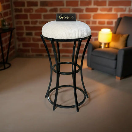 Classic Warm Ivory Curved Frame Vanity Stool