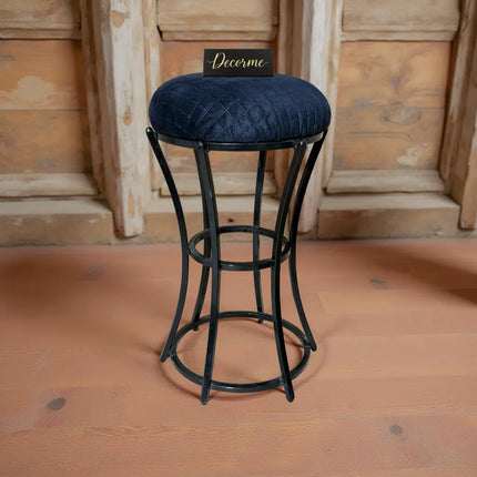 Classic Midnight Blue Curved Frame Vanity Stool