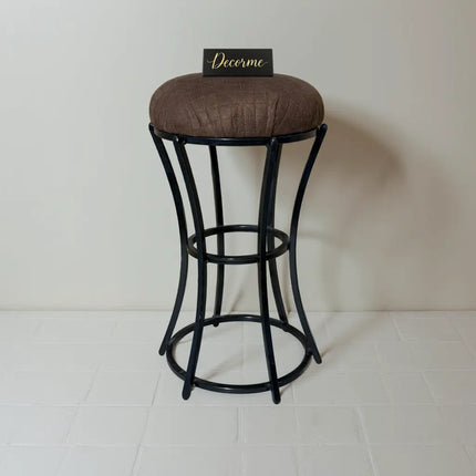Classic Chocolate Brown Curved Frame Vanity Stool