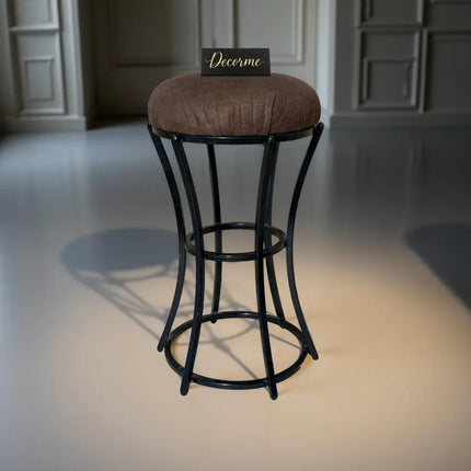 Classic Chocolate Brown Curved Frame Vanity Stool