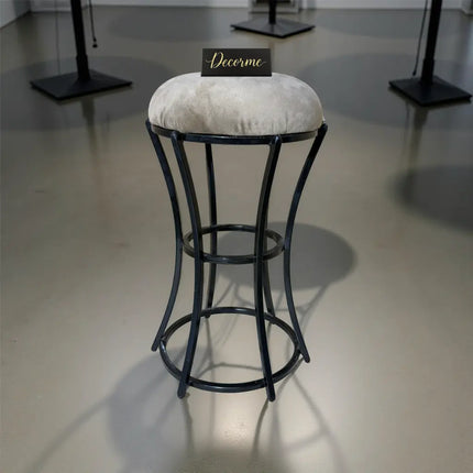 Classic Stone Brown Curved Frame Vanity Stool