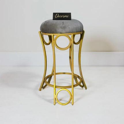 Golden Curved Ring Vanity Stool