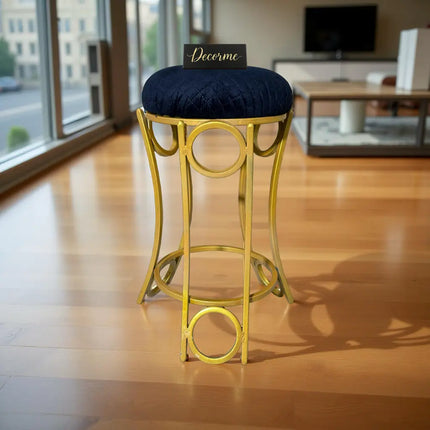 Golden Curved Ring Vanity Stool