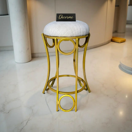 Golden Curved Ring Vanity Stool