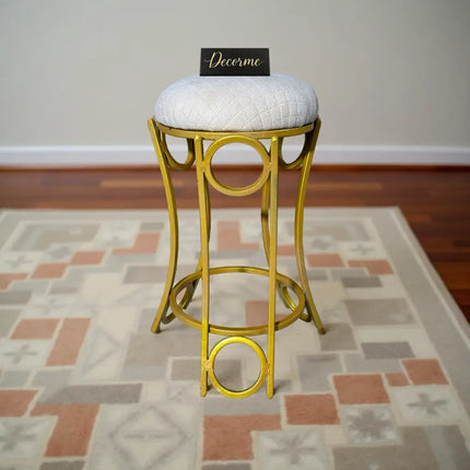 Golden Curved Ring Vanity Stool