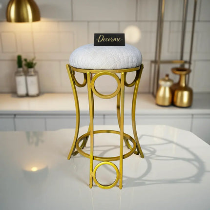Golden Curved Ring Vanity Stool