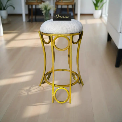 Golden Curved Ring Vanity Stool