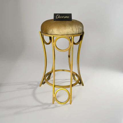 Golden Curved Ring Vanity Stool