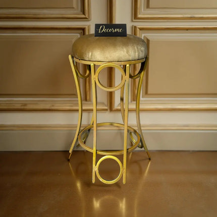 Golden Curved Ring Vanity Stool