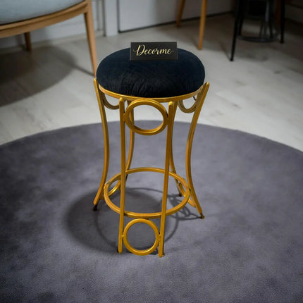 Golden Curved Ring Vanity Stool