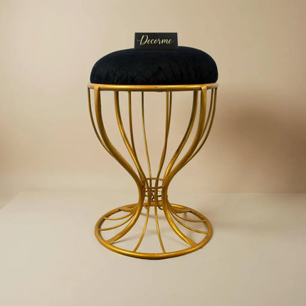 Elegant Curved Iron Stool golden