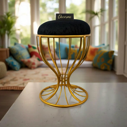 Elegant Curved Iron Stool golden