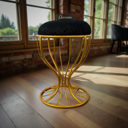 Elegant Curved Iron Stool golden