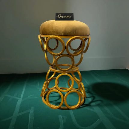Golden Circular Iron Stool