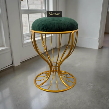 Elegant Curved Iron Stool golden
