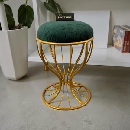Elegant Curved Iron Stool golden