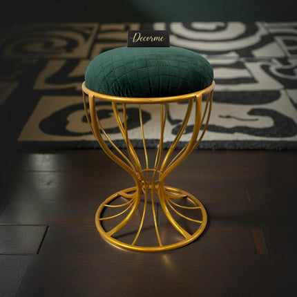 Elegant Curved Iron Stool golden