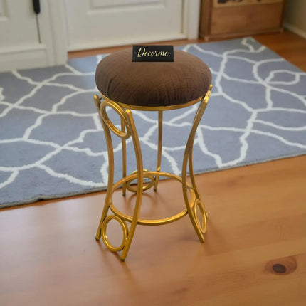 Golden Curved Ring Vanity Stool