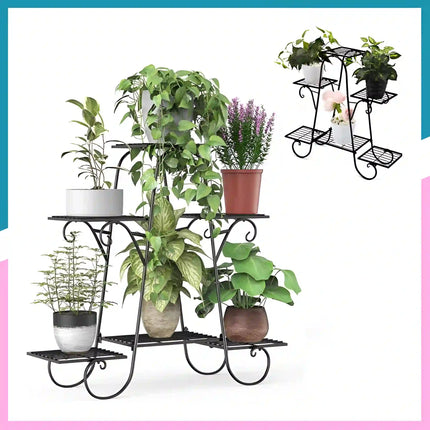 6-Tier Metal Plant Stand – Multi-Tier Flower Pot Holder for Balcony
