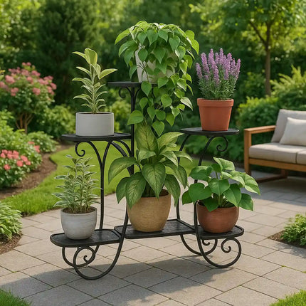 6-Tier Metal Plant Stand – Multi-Tier Flower Pot Holder for Balcony