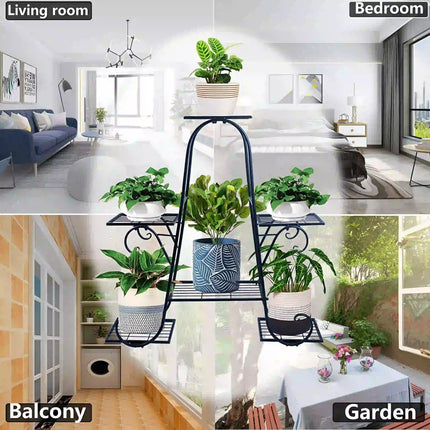 6-Tier Metal Plant Stand – Multi-Tier Flower Pot Holder for Balcony