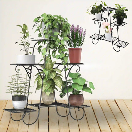 6-Tier Metal Plant Stand – Multi-Tier Flower Pot Holder for Balcony