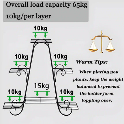 6-Tier Metal Plant Stand – Multi-Tier Flower Pot Holder for Balcony