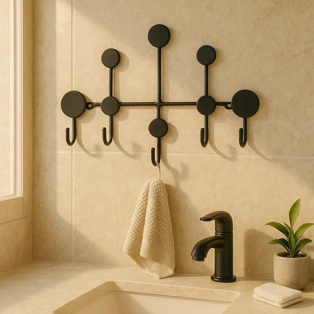 Nordic Decorative Wall Mounted Iron Coat Rack – Black and golden
